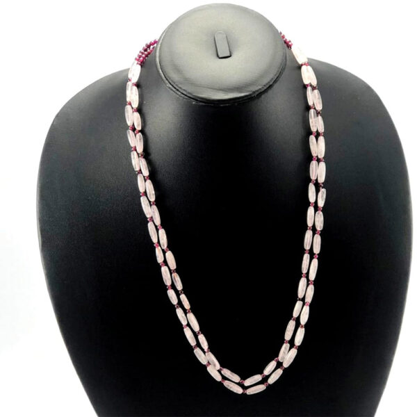 Rose Quartz and Garnet Stone Necklace