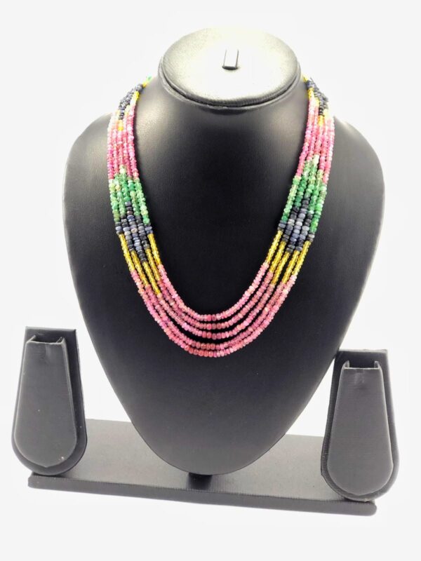 MULTI COLOUR 5 LAYER DESIGN GEM STONE NECKLACE