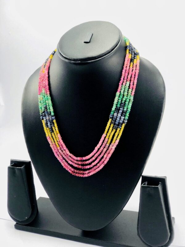 MULTI COLOUR 5 LAYER DESIGN GEM STONE NECKLACE